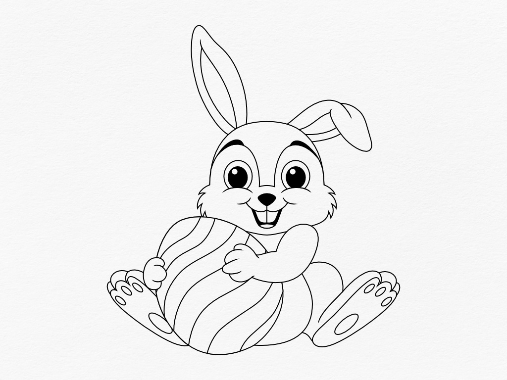 Easter Bunny With Easter Egg Coloring Page