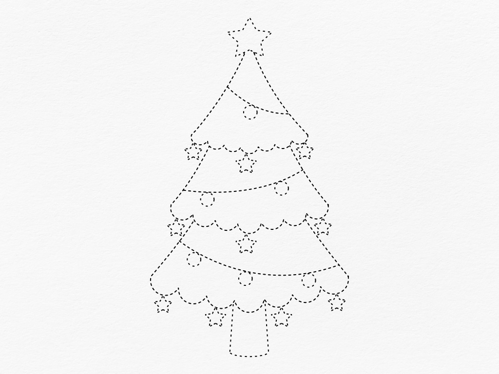 Free Printable Christmas Tree Drawing Page For Kids