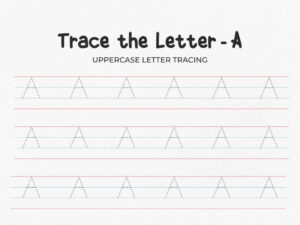 Free uppercase tracing letter A worksheet