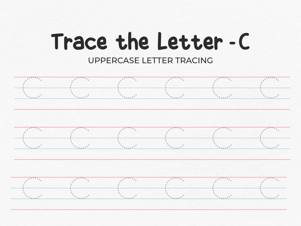 Uppercase Letter C Tracing Worksheet for Preschool