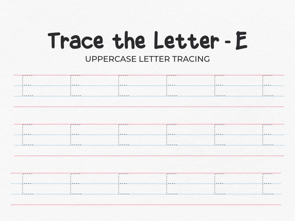 Uppercase Letter E Tracing Worksheet for Preschool