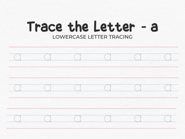 Free Printable Lowercase Letter A Tracing Worksheet for Preschool