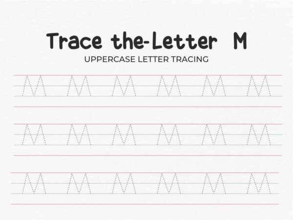 Free Uppercase Letter M Tracing Worksheet for Preschool