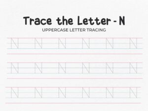 Free Uppercase Letter N Tracing Worksheet for Preschool