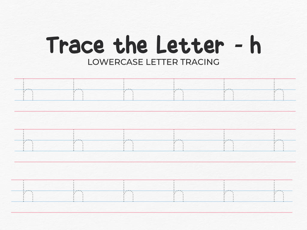 Lowercase Letter H Printable Tracing Worksheet PDF