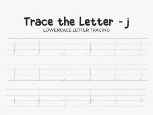 Lowercase Letter J Tracing Worksheet For Kindergarten