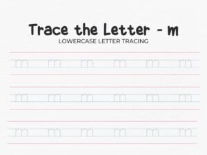 Lowercase Letter M Tracing Worksheet PDF For Kindergarten