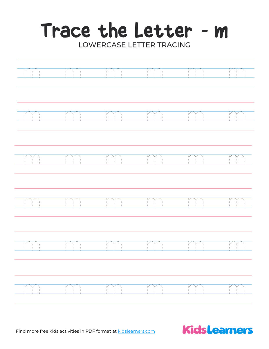 Lowercase Letter M Tracing Worksheet