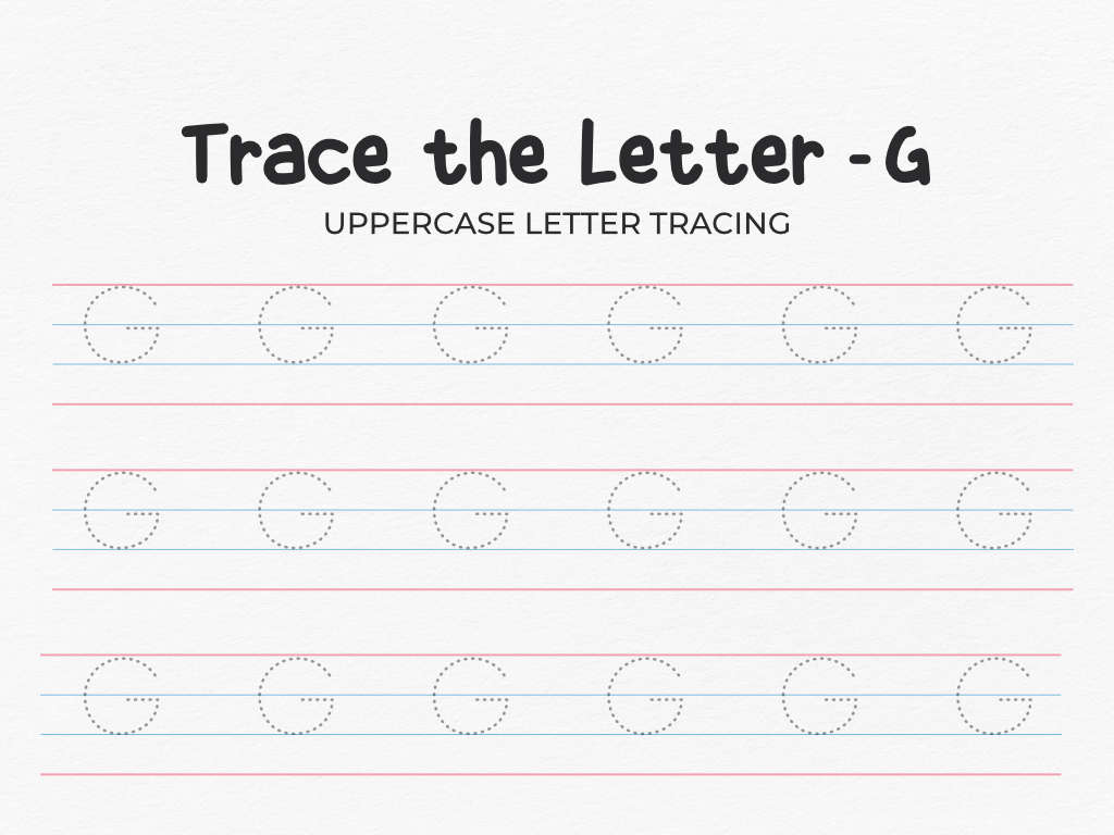 Uppercase Letter G Tracing Worksheet for Kindergarten