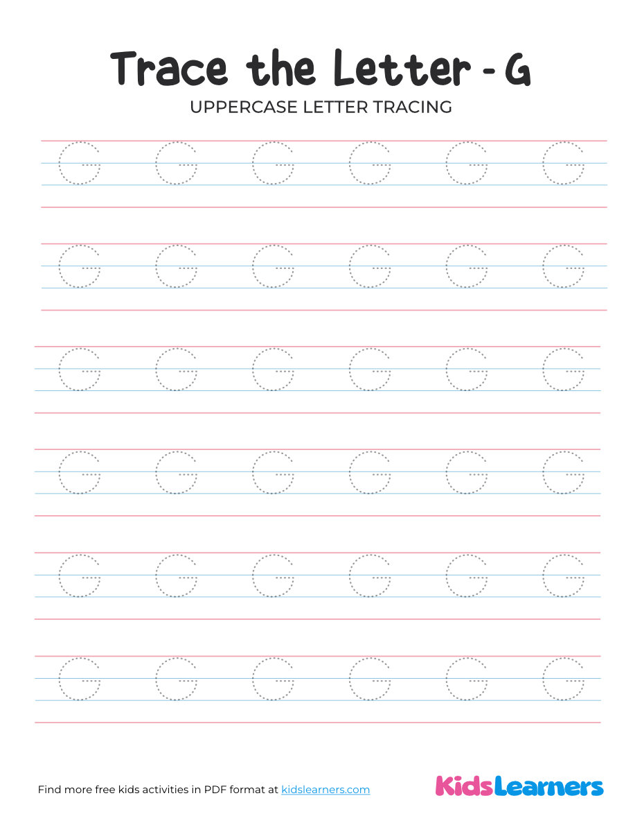 Uppercase Letter G Tracing Worksheet