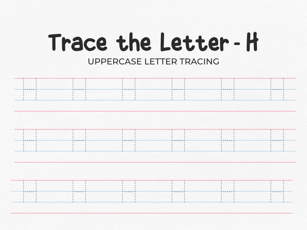 Uppercase Letter H Tracing Worksheet For Preschool