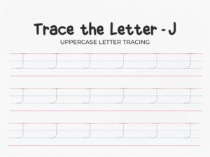 Uppercase Letter J Tracing Worksheet For Preschool