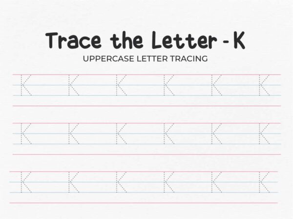 Uppercase Letter K Tracing Worksheet For Preschool