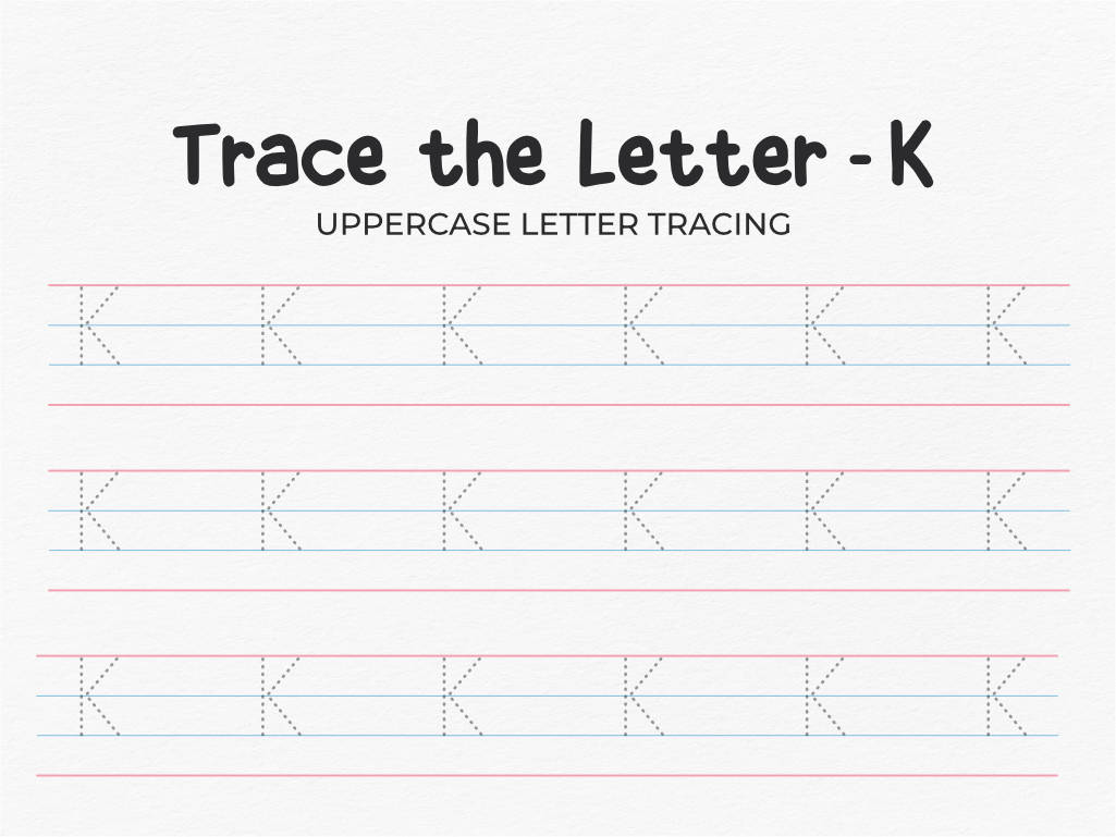 Uppercase Letter K Tracing Worksheet For Preschool