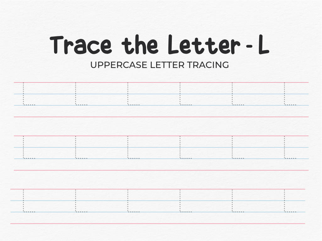 Uppercase Letter L Tracing Worksheet For Preschool