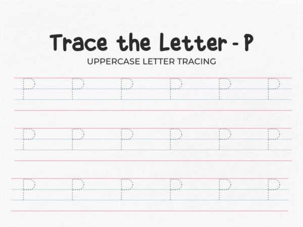 Uppercase Letter P Tracing Worksheet for Preschool