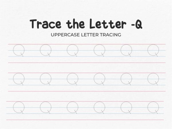 Uppercase Letter Q Tracing Worksheet for Preschool