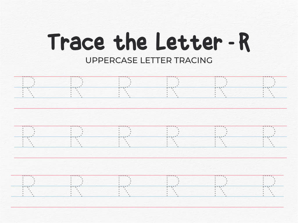 Uppercase Letter R Tracing Worksheet for Preschool