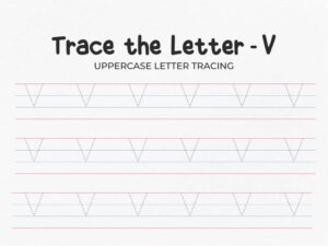 Uppercase Letter V Tracing Worksheet for Preschool