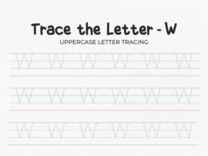 Uppercase Letter W Tracing Worksheet for Preschool