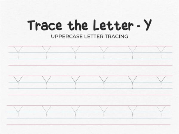 Uppercase Letter Y Tracing Worksheet for Preschool