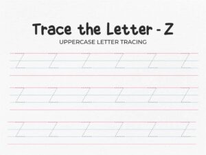 Uppercase Letter Z Tracing Worksheet for Preschool