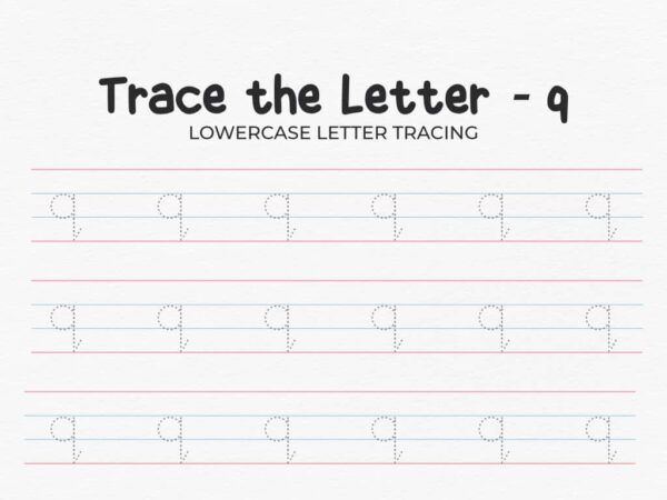 Lowercase Letter Q Tracing Worksheet For Preschool