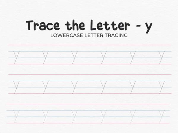 Free Printable Lowercase Letter Y Tracing Worksheet For Preschool