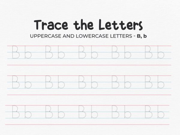 Free Printable Uppercase And Lowercase Tracing Letter 'b' Worksheet For Preschool