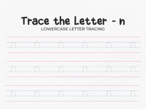 Lowercase Letter N Tracing Worksheet For Kindergarten