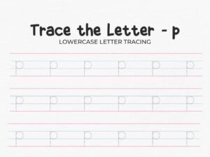 Lowercase Letter P Tracing Worksheet For Preschool