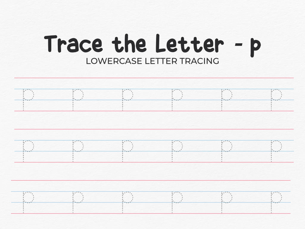 Lowercase Letter P Tracing Worksheet For Preschool