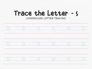 Lowercase Letter S Tracing Worksheet For Preschool