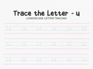 Lowercase Letter U Tracing Worksheet For Preschool