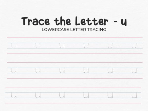 Lowercase Letter U Tracing Worksheet For Preschool