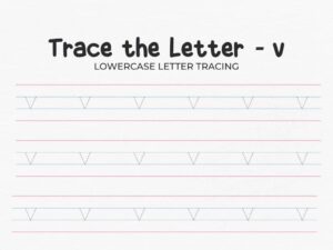 Lowercase Letter V Tracing Worksheet For Preschool