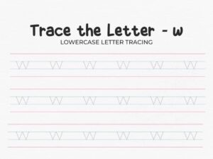 Lowercase Letter W Tracing Worksheet For Preschool