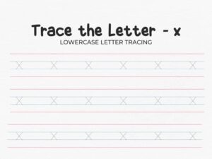 Lowercase Letter X Tracing Worksheet For Preschool