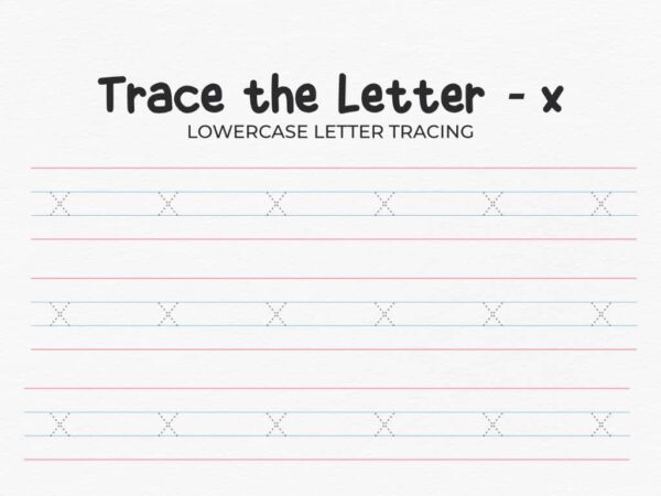 Lowercase Letter X Tracing Worksheet For Preschool