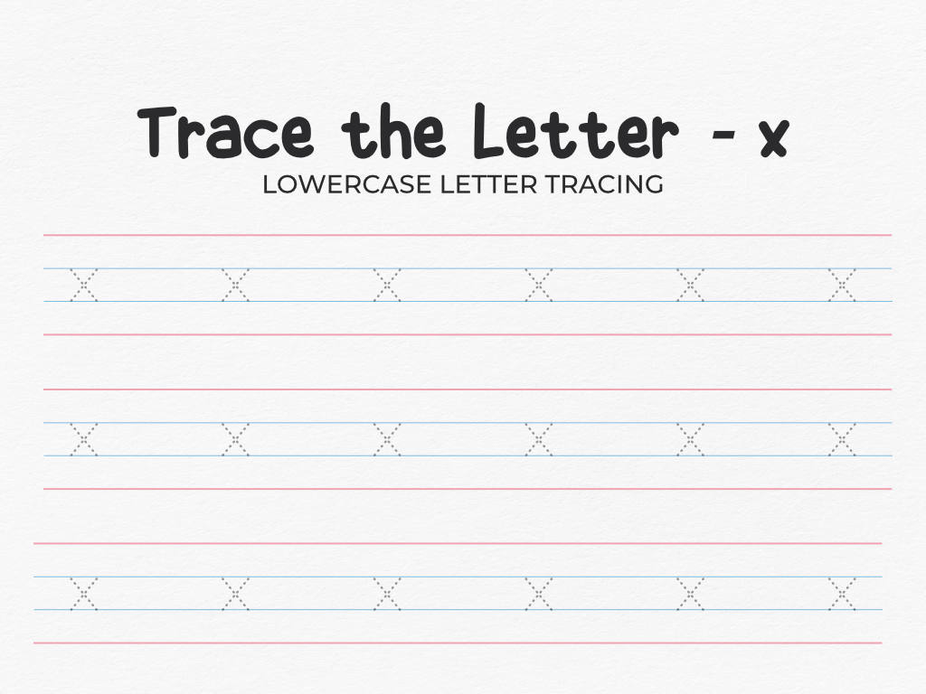 Lowercase Letter X Tracing Worksheet For Preschool