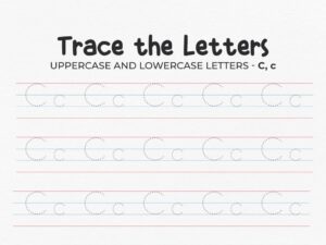 Uppercase And Lowercase Letter C Printable Tracing Worksheet