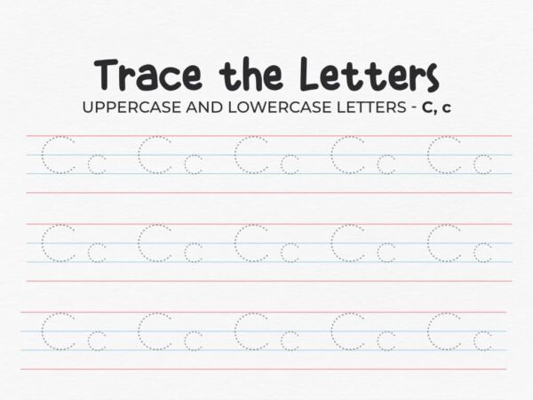 Uppercase And Lowercase Letter C Printable Tracing Worksheet