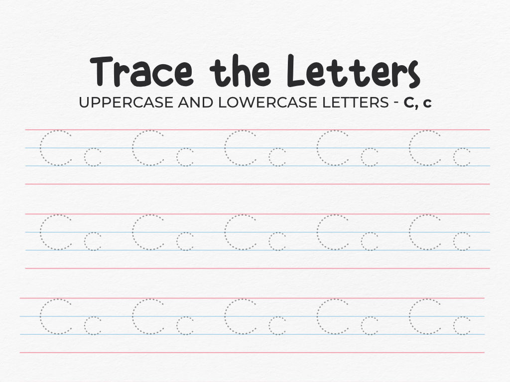 Letter C Printable Tracing Worksheet – Uppercase and Lowercase Practice