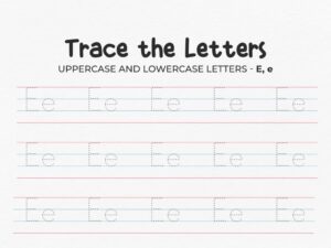 Letter E Worksheets: Uppercase and Lowercase Tracing Worksheet