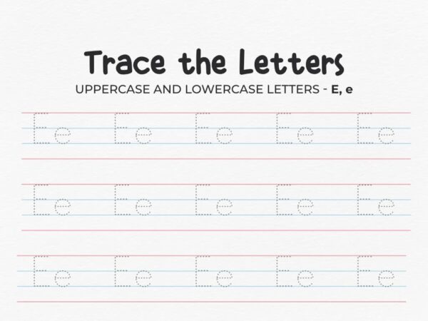 Letter E Worksheets: Uppercase and Lowercase Tracing Worksheet