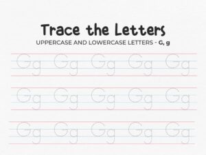 Letter G Printable Tracing Worksheet Uppercase and Lowercase
