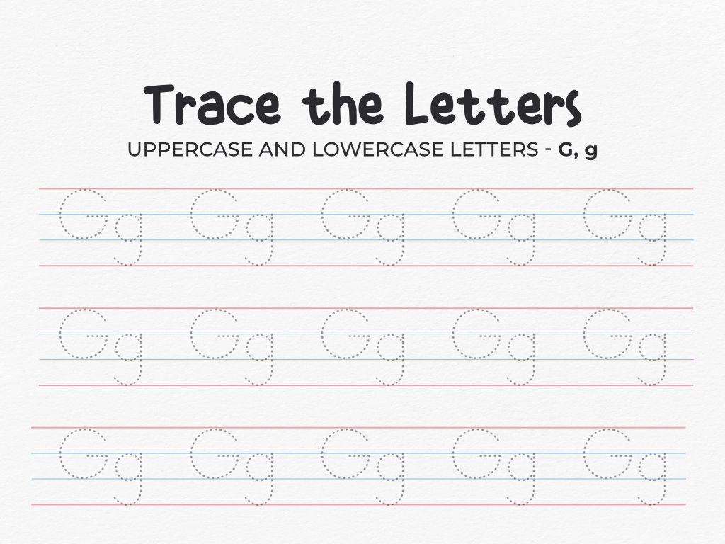 Letter G Printable Tracing Worksheet: Practice Uppercase and Lowercase Letters