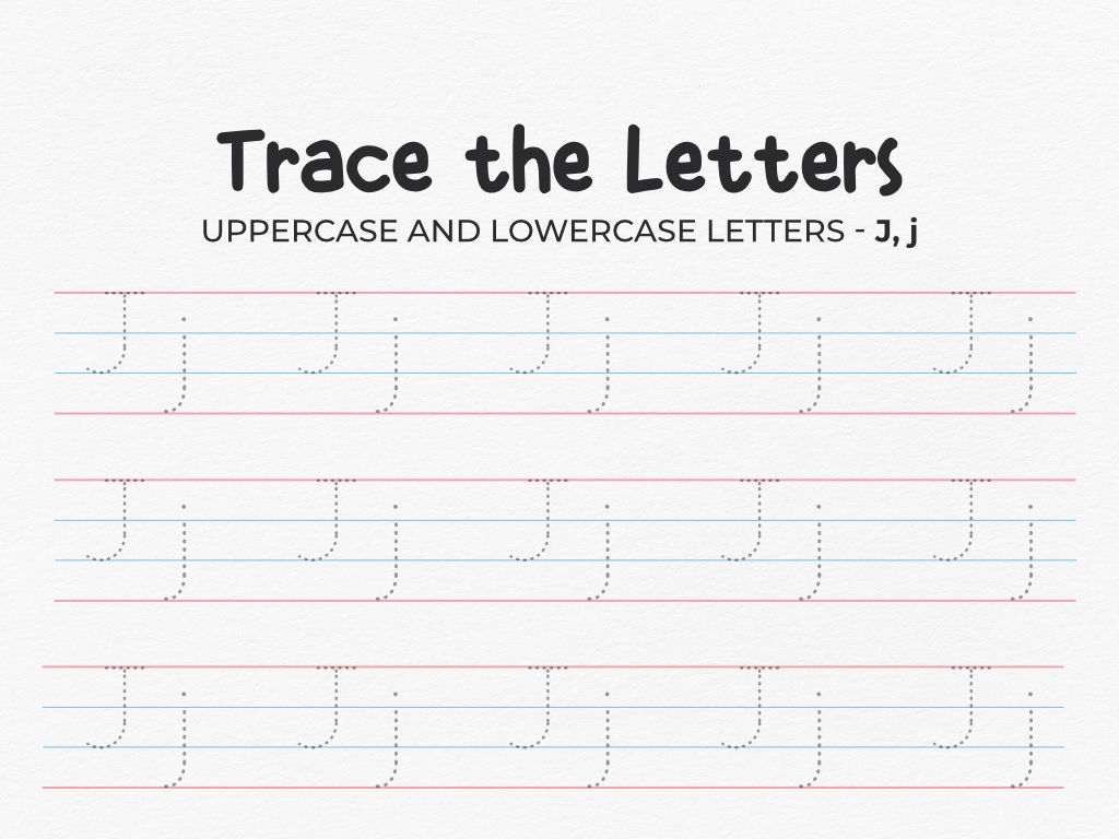 Uppercase And Lowercase Tracing Letter J Worksheet For Preschool