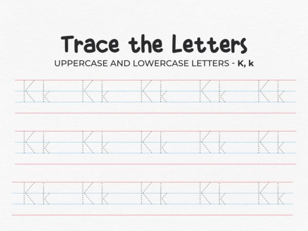 Uppercase And Lowercase Tracing Letter K Worksheet For Preschool