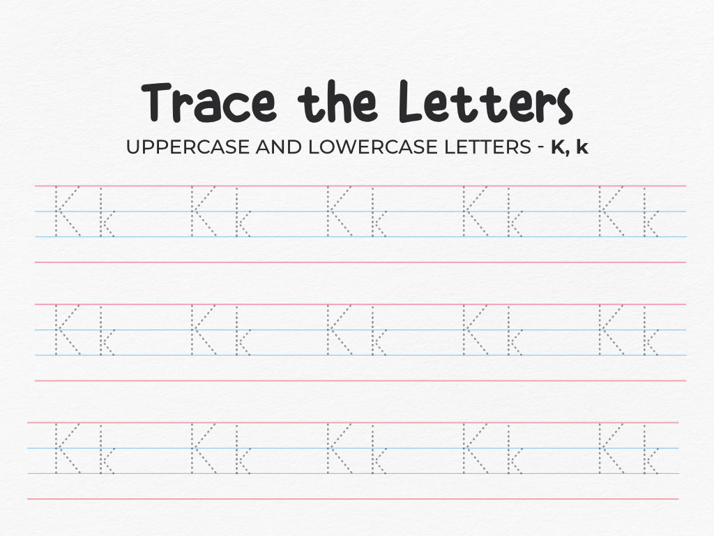 Uppercase And Lowercase Tracing Letter K Worksheet For Preschool